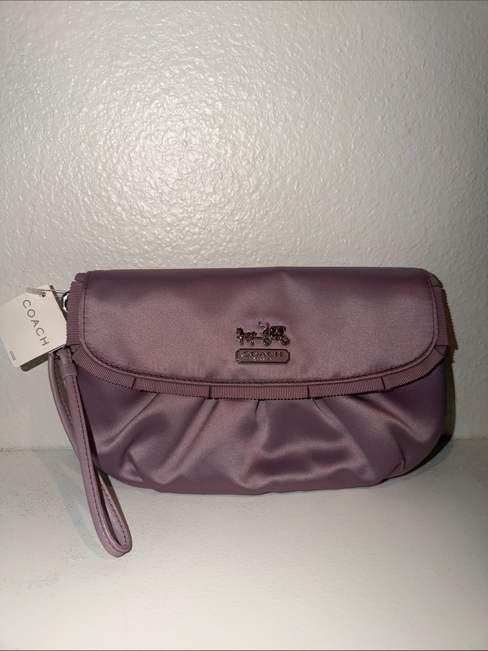 COACH Mauve Satin Wristlet Clutch